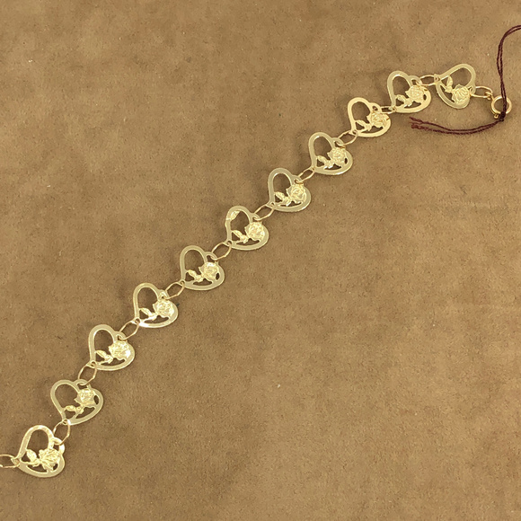 Vintage Other - Girls 5 Inch 14K Gold Hearts & Roses Bracelet Vintage Other - Girls 5 Inch 14K Gold Hearts & Roses Bracelet
